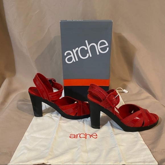 Arche Lylam Size 8 Red Heel Sandals - Picture 1 of 16
